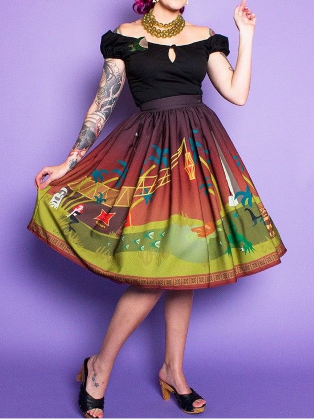 The Oblong Box Shop Creature From The Black Lagoon Tiki Bar Skirt XXXL 3X